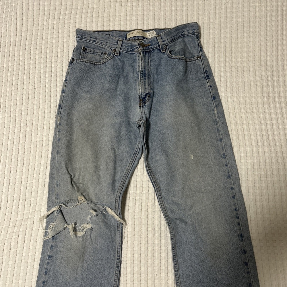 Vintage Y2K Sonoma Jeans 32x34 100% Cotton Faded Distressed Destroyed Grunge